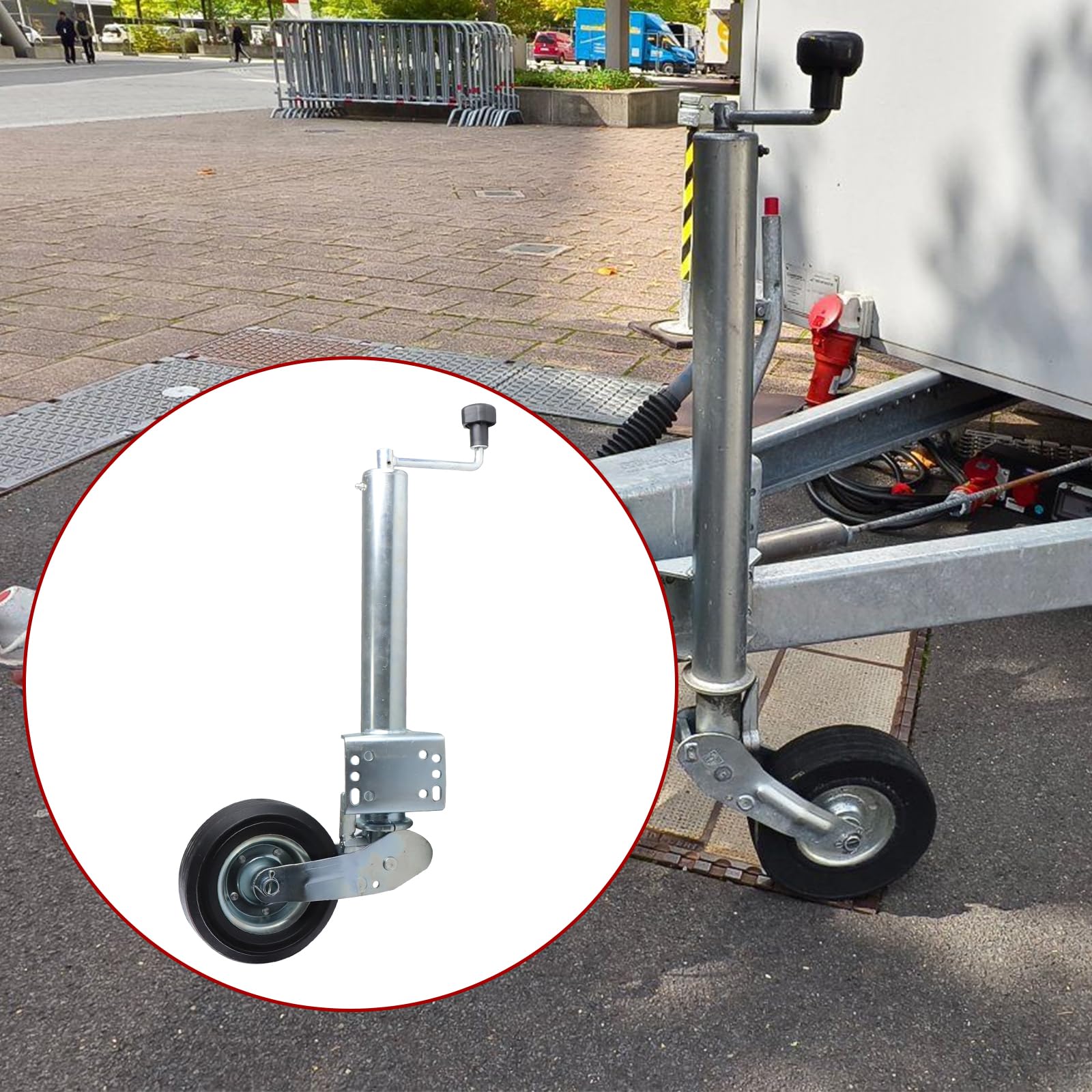 400kg 60mm Anhänger Automatisch faltbares Stützrad Stabilisierendes Bugrad Geeignet für Anhänger, Wohnwagen, Zugfahrzeug