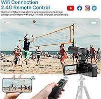 Vista 5 de Cámara de vídeo 5K, videocámara con zoom óptico 10X 48MP UHD 30FPS, cámara para vlogging para YouTube, cámara grabadora de fotografía con pantalla
