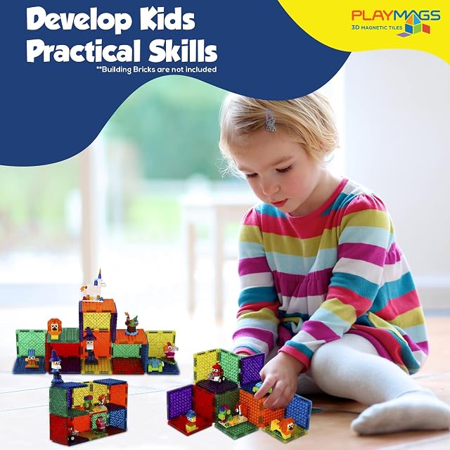 Foto 4 de 7 de Playmags Azulejos magnéticos, Ladrillos de construcción magnéticos, Bloques magnéticos exclusivos de Playmags