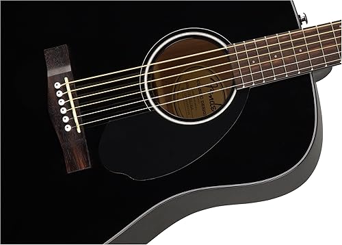 Miniatura 5 de Fender CD-60S - Guitarra acústica Dreadnought con tapa sólida, paquete negro con estuche rígido, afinador, correa, cuerdas, púas y DVD instructivo
