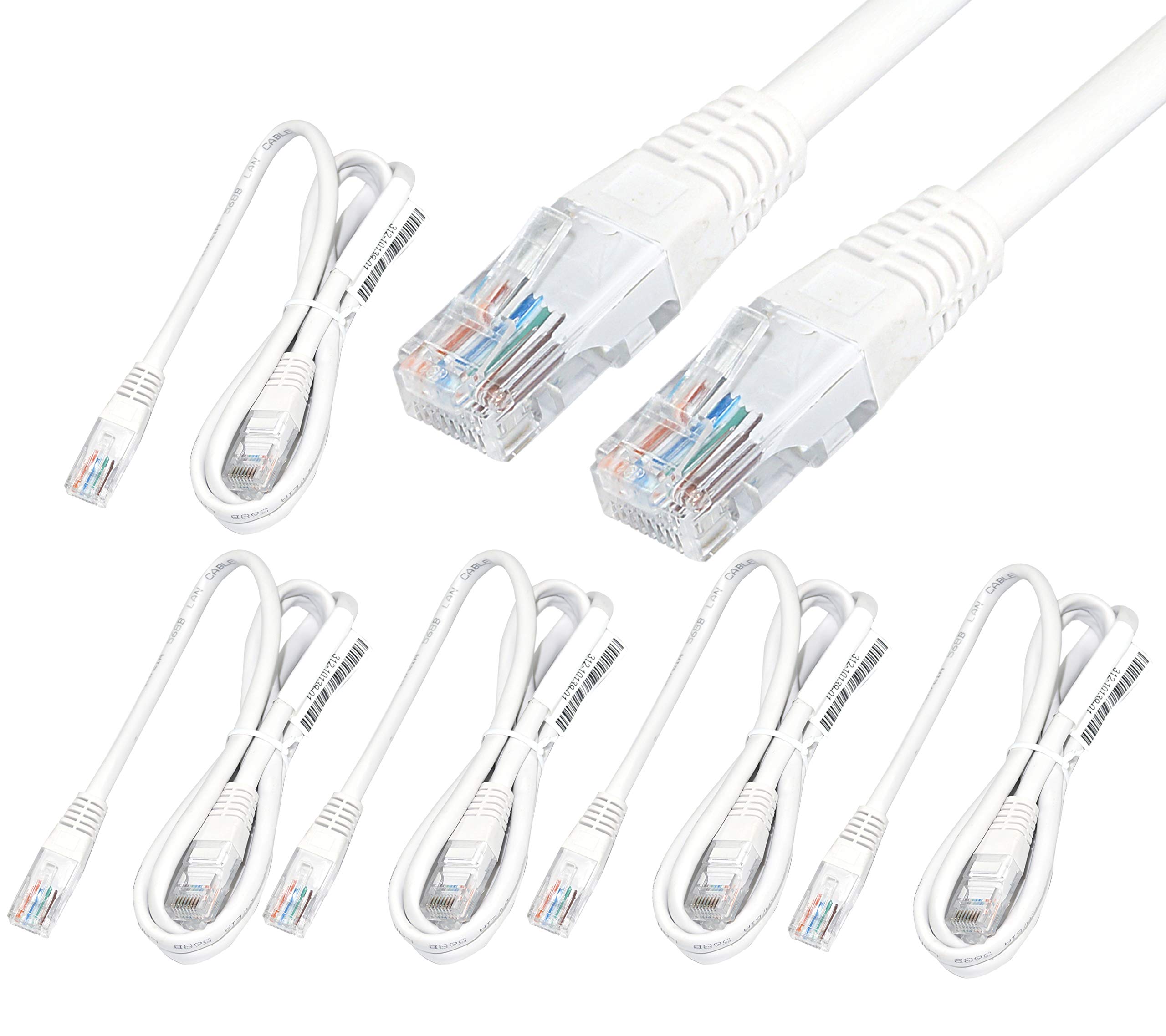 Storite Pack of 5 Cat 5e Ethernet Cable RJ45 LAN Cable CAT 5e Network Internet Patch Cable for Laptop Router PC- 1M (White)