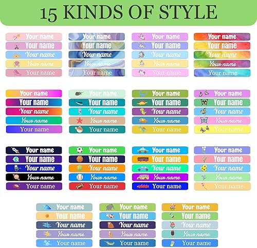 Miniatura 4 de 100 etiquetas de nombre personalizadas para niños, calcomanías de texto personalizables, impermeables, para suministros escolares, cuadernos,