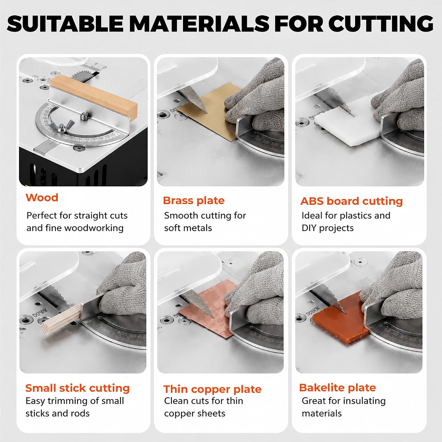Mini Table Saw 96W Portable Desktop Electric Saw, Precision Cutting Machine with Adjustable Speed & Angle, 4PCS 2.5" Blades, Compact Craft Table Saw for Wood PCB Acrylic Plastic DIY image 3