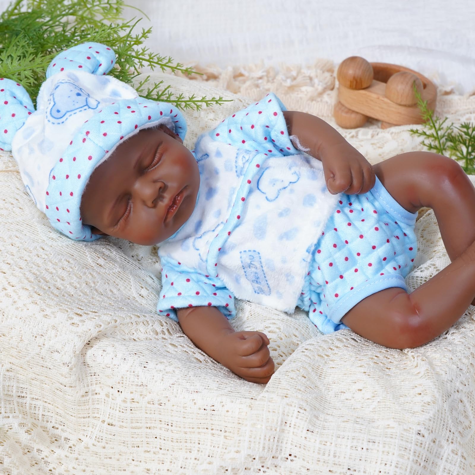 Reborn Baby Dolls Silicone Full Body 12in Weighted Real Life Closed-Eyes Boy Dolls Lifelike Newborn Baby Soft Body Flexible Limbs Not Vinyl