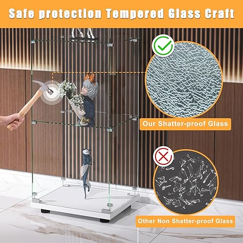 Miniatura 3 de Zevemomo Vitrina de cristal con 4 estantes con puertas para sala de estar, dormitorio, sala de exposiciones, oficina, instalación rápida, 16.73 x