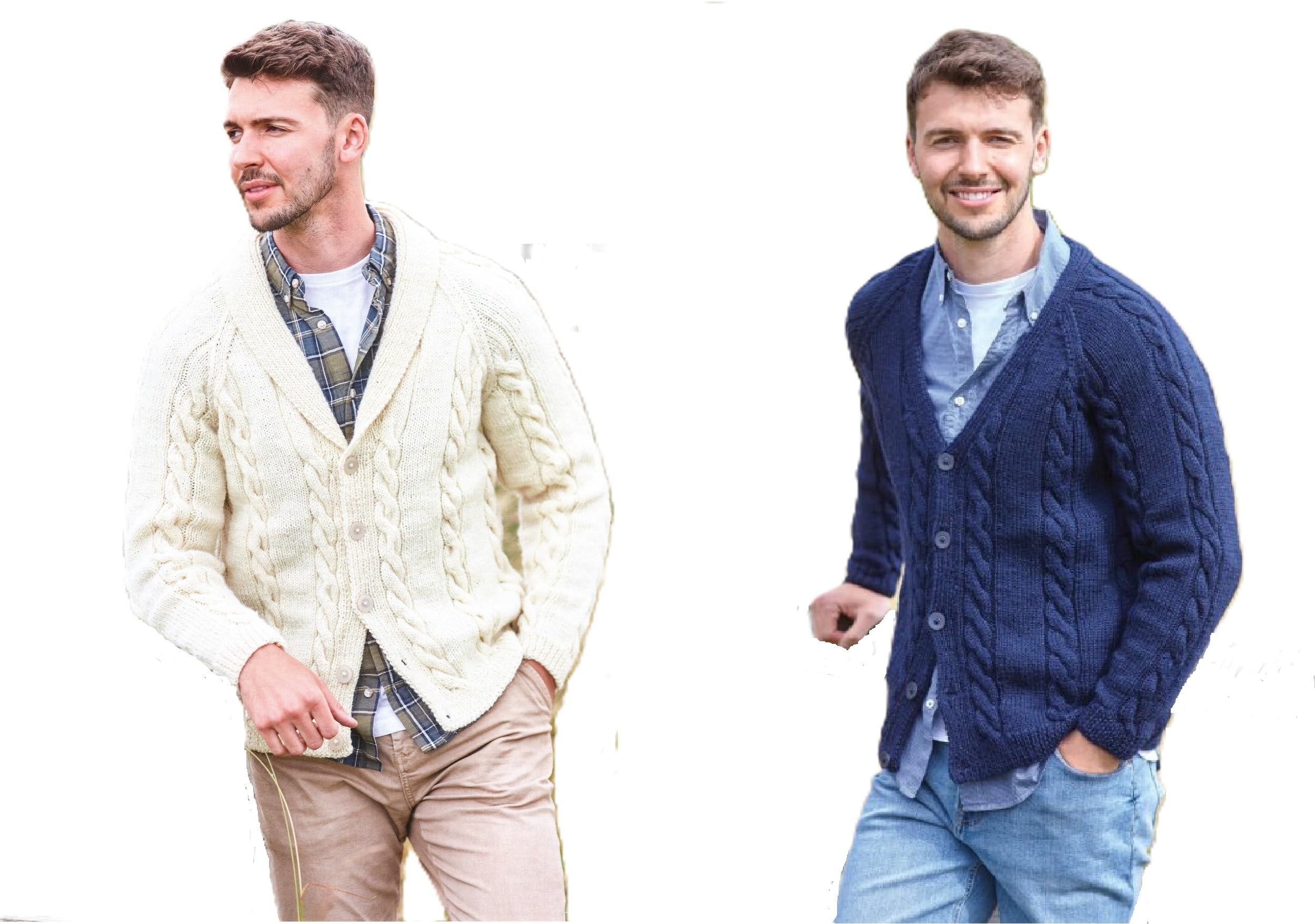 King Cole Aran Knitting Pattern - 5960 Men's Cardigans
