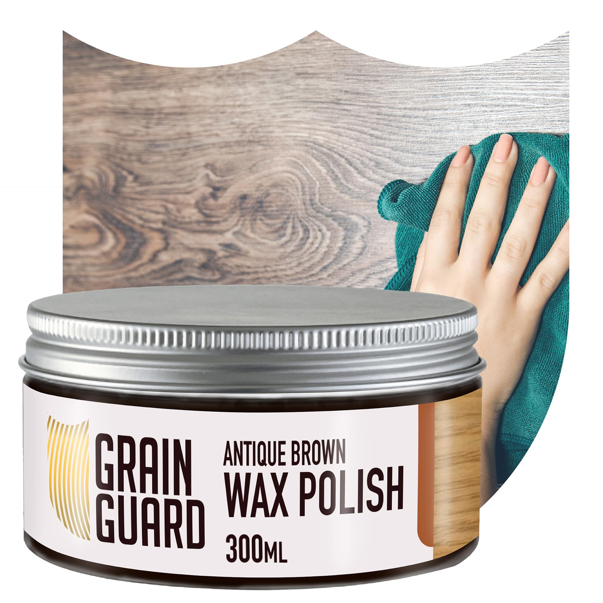 Grain Guard Antique Brown Wax Polish | | Natural Beeswax & Carnauba Furniture Polish | Cleans, Shines And Protects | Non-Toxic & Water Repellent | 300Ml
