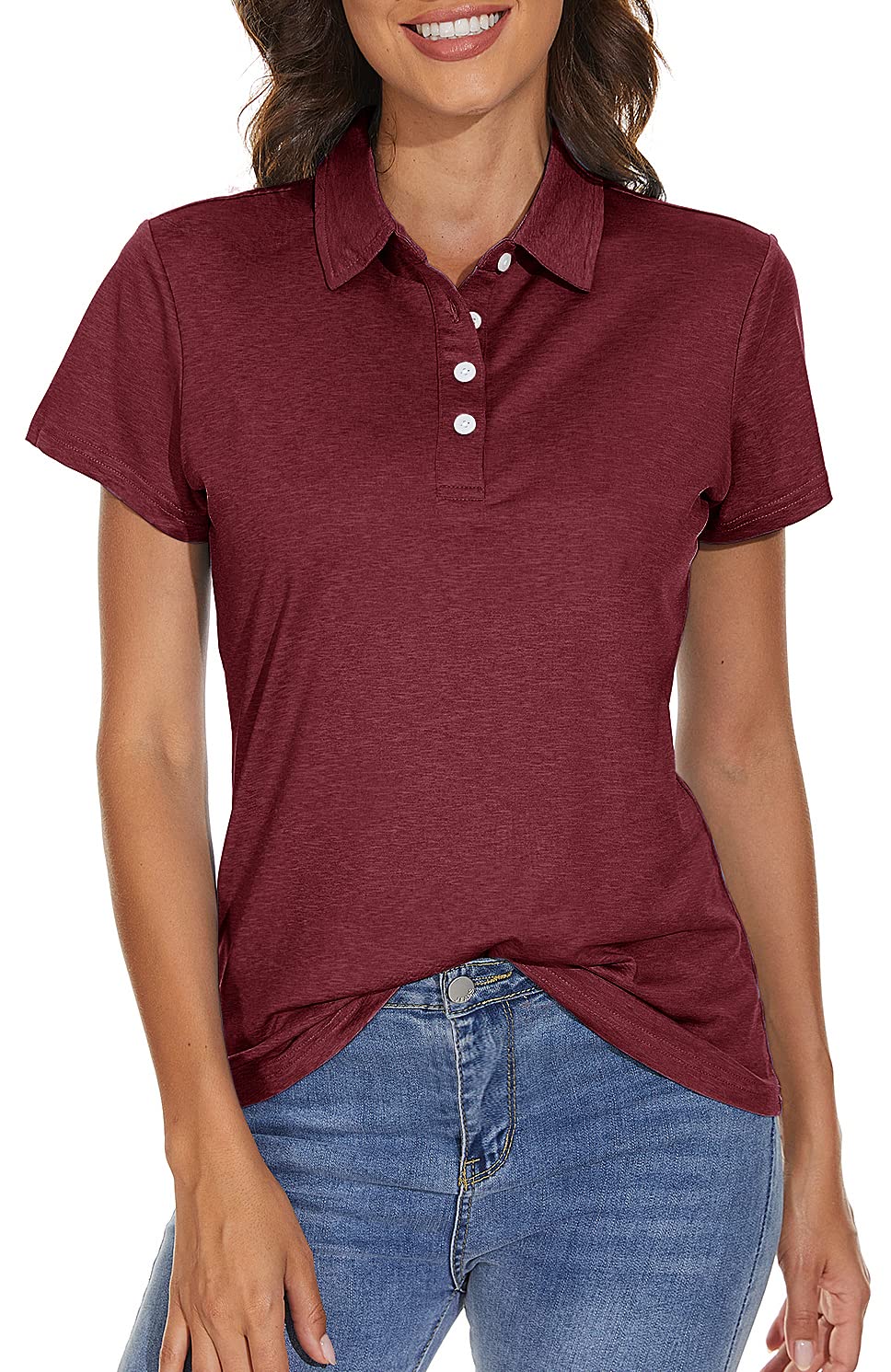TACVASENPolo Shirts for Women Short Sleeve Golf Shirts 4-Button Quick Dry Workout Tops Collared for Work Running Tennis