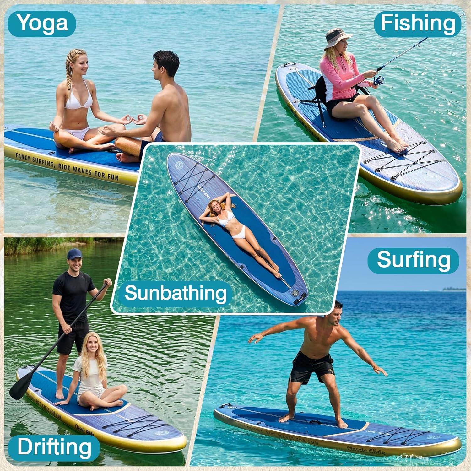 11'6"x35" Extra Wide Inflatable Paddle Board with Seat, 450LBS Sup Stand Up Paddleboard for Adults with Pump, Fins, Backpack, Accessories & Waterproof Phone Pouch for Fishing, Yoga, Touring
