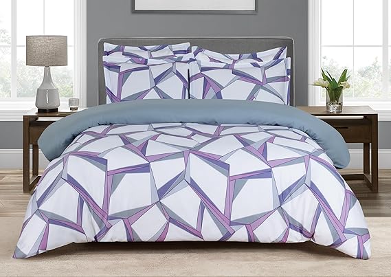 Majestic Giftware Madison Linen 8 Pcs Twin Size Bedding Set (BL502-T) | Tokyo Comfort - Mauve 300 TC Cotton Sateen Durable & Eashable | 2 Fitted Sheets, 2 Duvets, 4 Pillowcases - Choice Collection