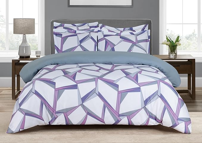 Majestic Giftware Madison Linen 8 Pcs Twin Size Bedding Set (BL502-T) | Tokyo Comfort - Mauve 300 TC Cotton Sateen Durable & Eashable | 2 Fitted Sheets, 2 Duvets, 4 Pillowcases - Choice Collection