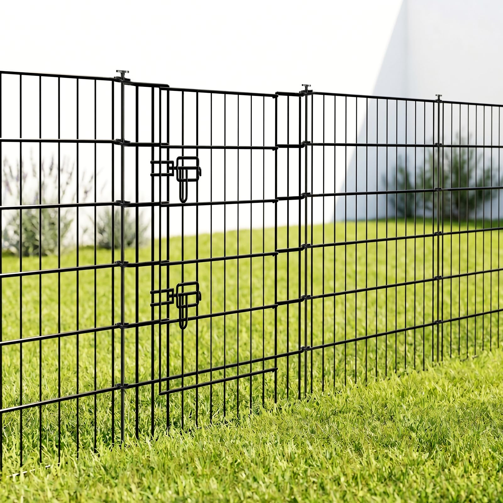 ARIFARO Clôture Décorative de Jardin 5 Panneaux Longueur Totale 3,5m (81 cm H x 71 cm L) - Barrière Pour Animaux de Compagnie en de Métal avec 4 Panneaux + 1 Portail Pour Lapins et Patio