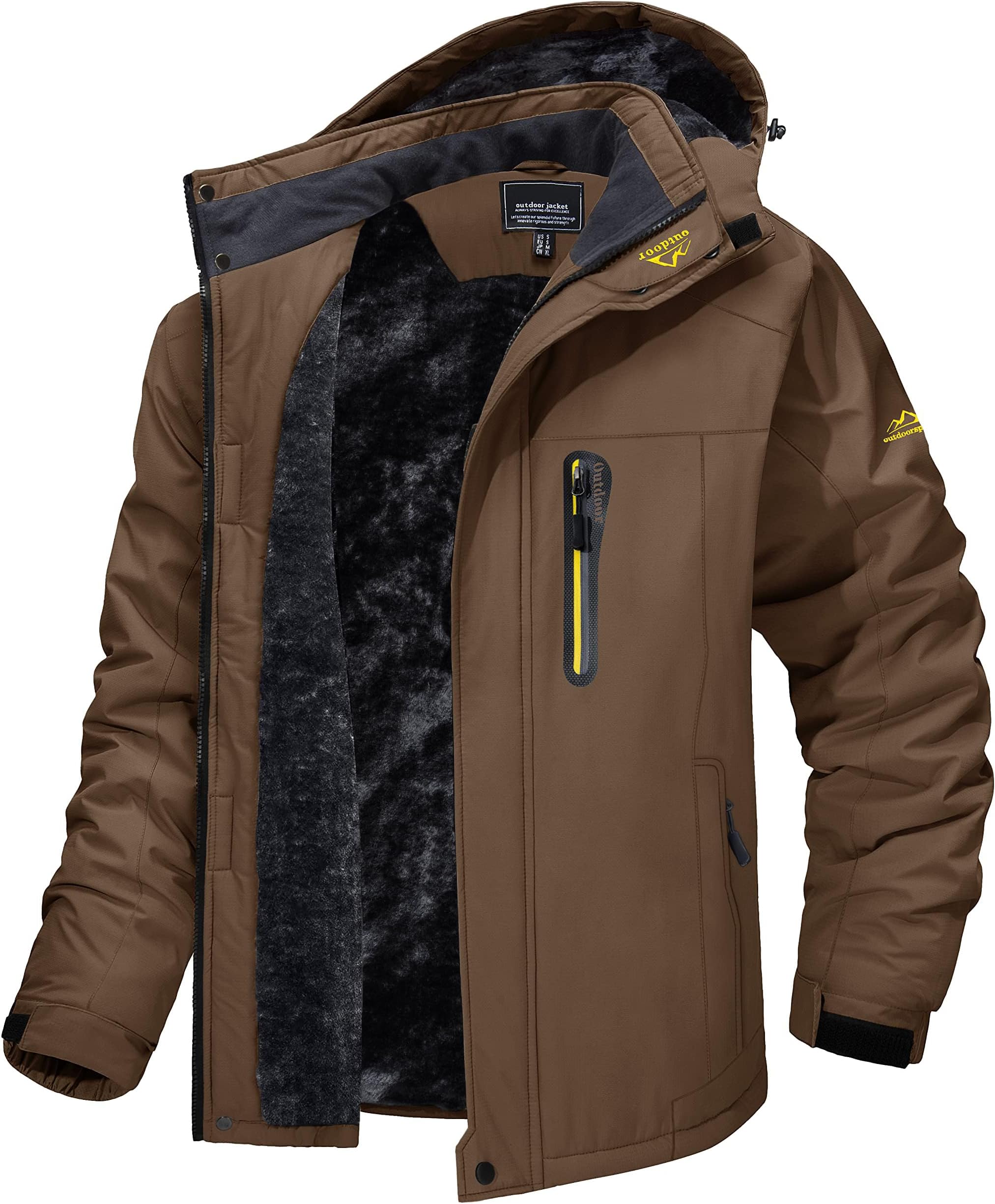 Men's Waterproof Skiing Jacket Windproof Outdoor Mountain Parka Fleece Jackets With Hood