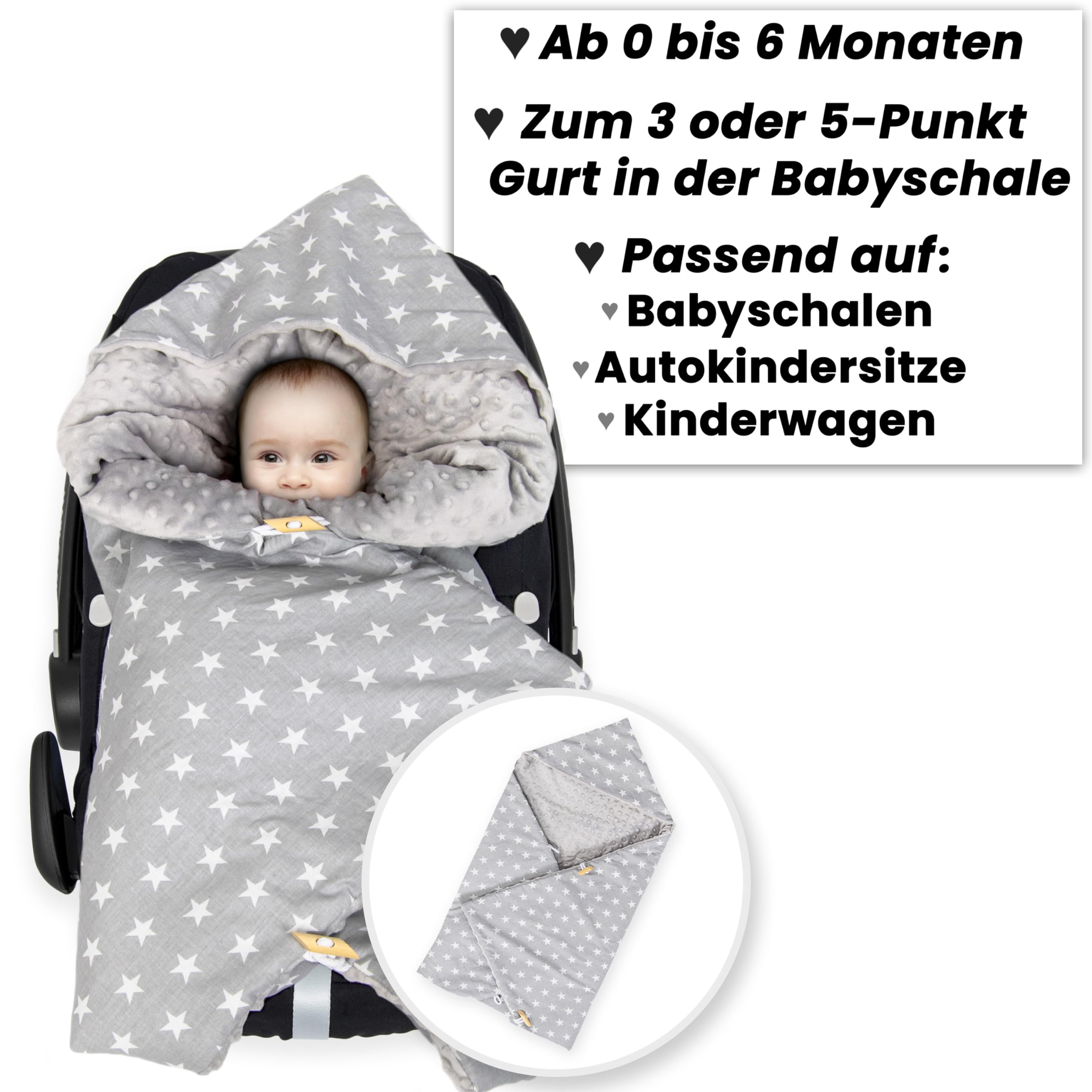 Couverture Bébé Universelle Avec Capuche – Douillette 90x90 Cm En Coton Bio, Compatible Poussette, Siège Auto, Nacelle – Hiver Comme Été