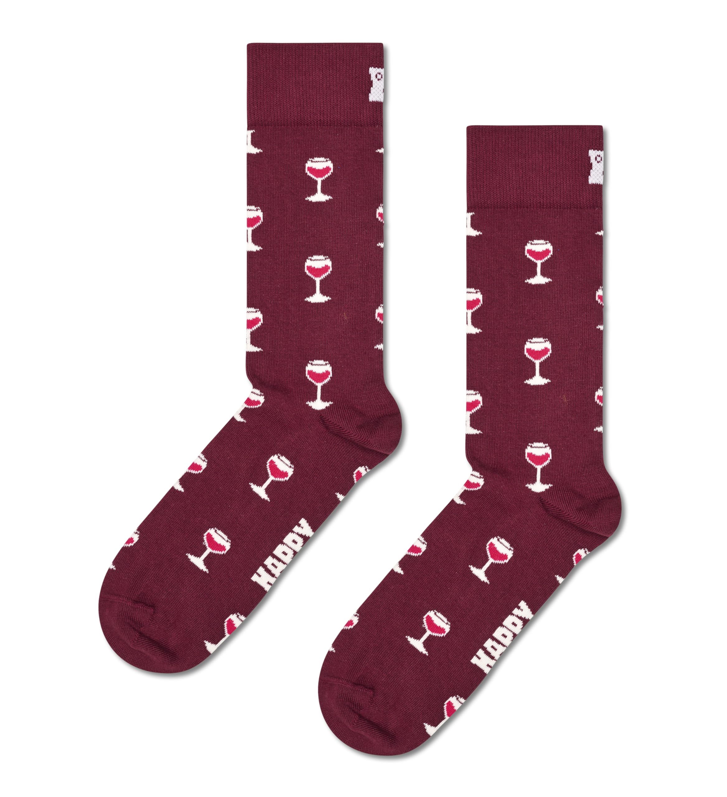 Happy Socks Women's Red Glass Of Wine Socks, Merlot/Burgundy - Size 9.5/12.5/12/11.5/11/10.5/10/13/9/8/8.5