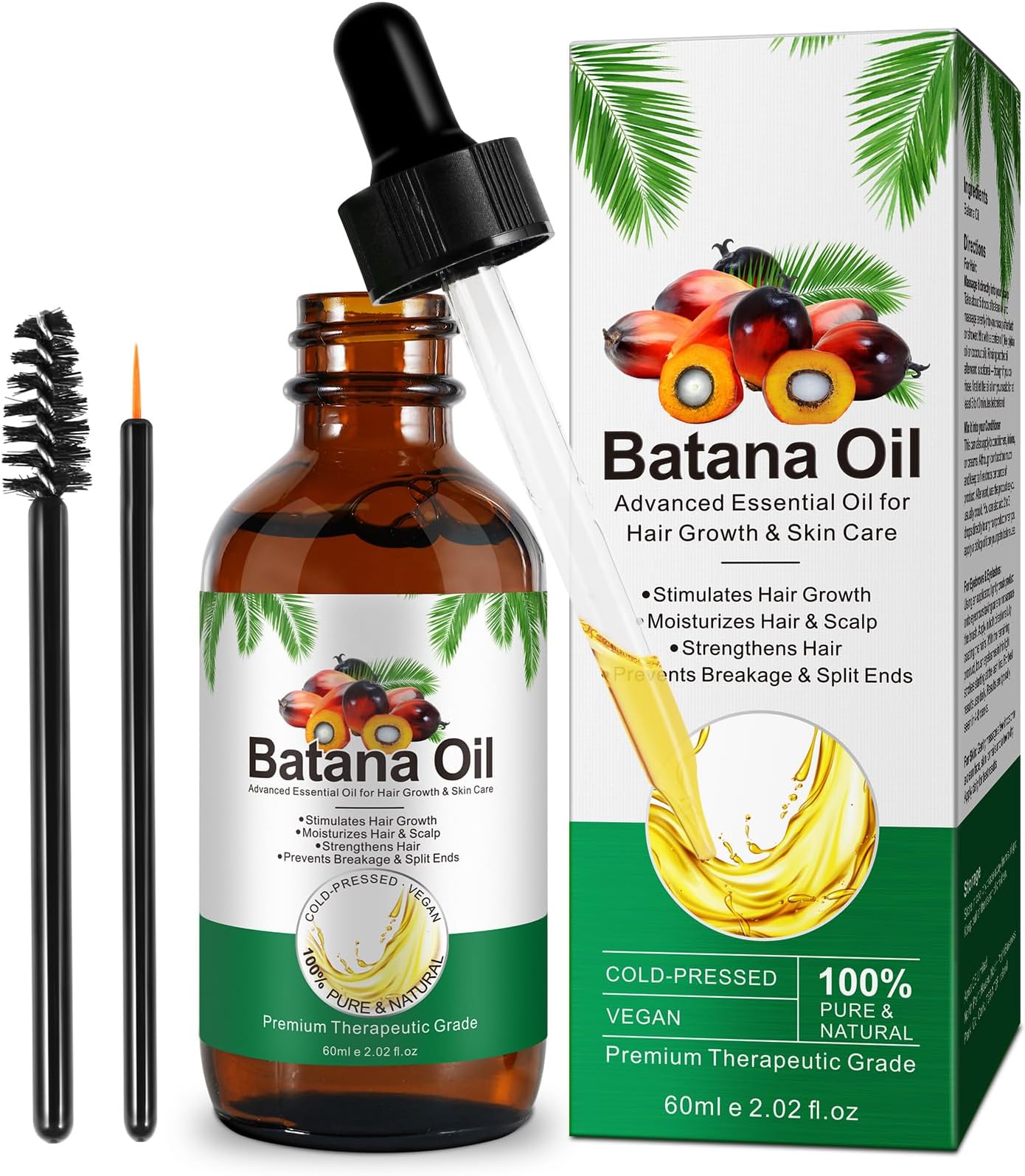 Generic Batana Oil for Hair Growth, Pure Natural Raw Batana Oil for Hair Growth, Nourishes Scalp, Prevent Hair Loss, Promotes Hair Thickness for Men & Women-2.02 fl oz, Green