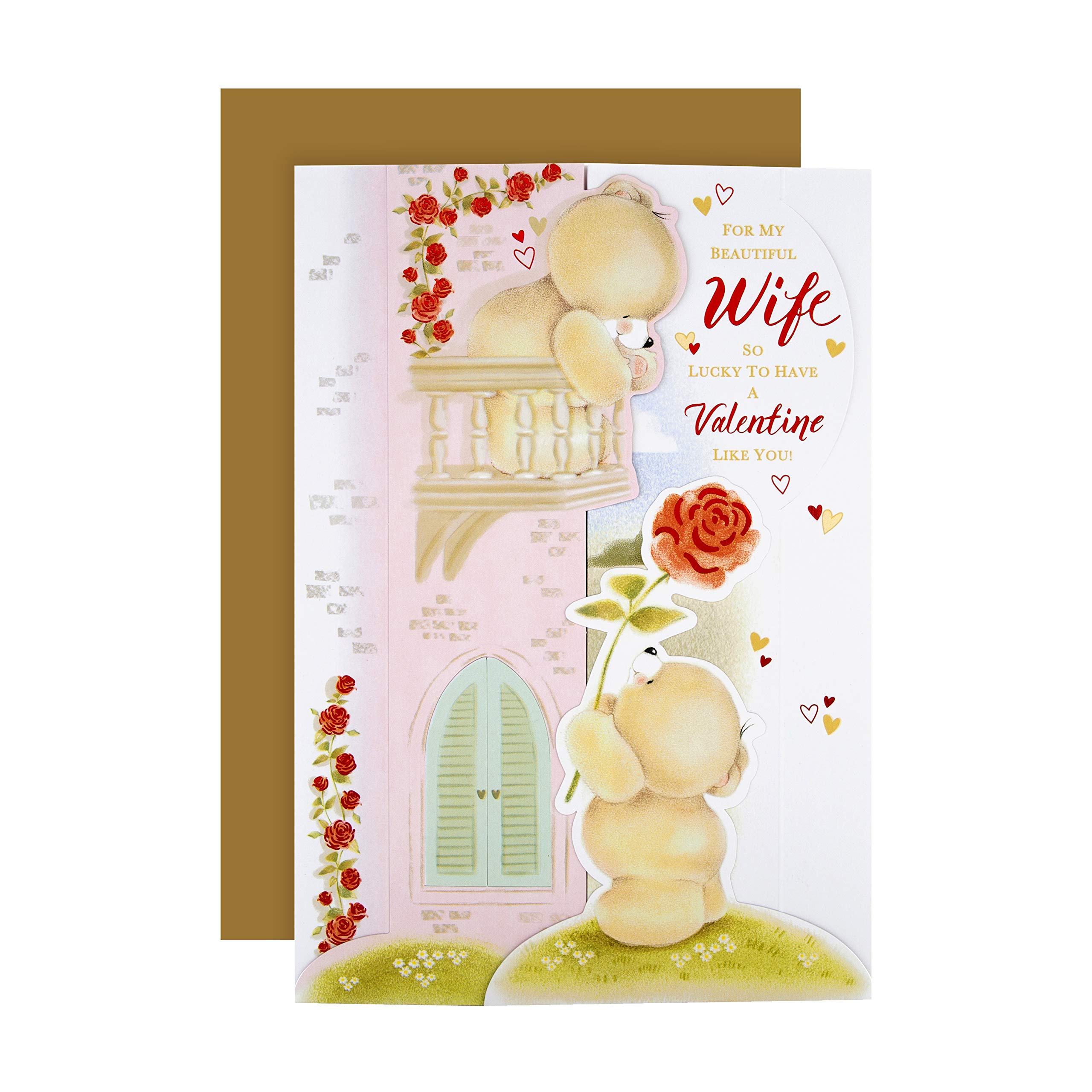 Kartka walentynkowa dla żony z Hallmark - uroczy wzór 3D Pop-out, wzór 'Forever Friends'
