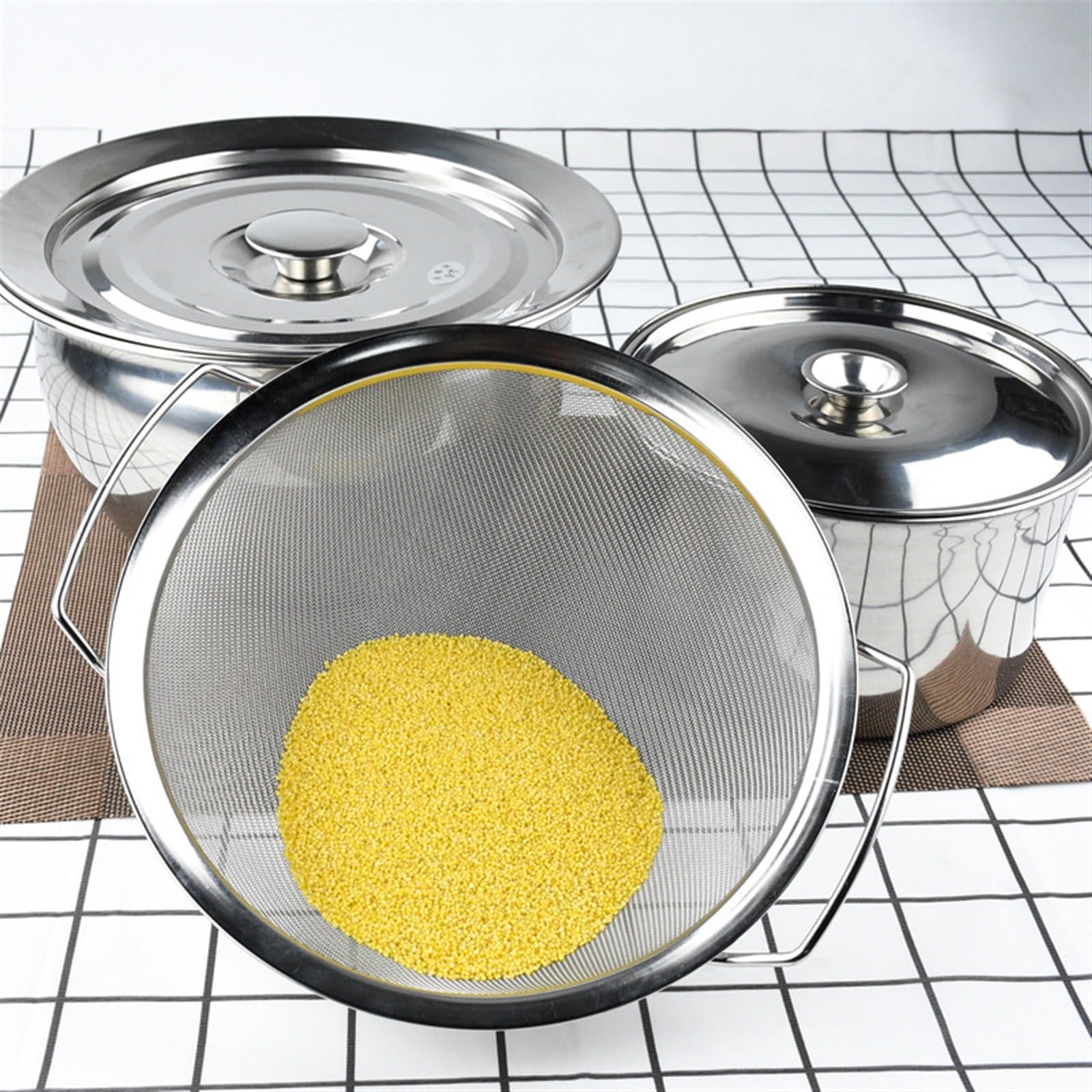 Tamiz， 1 colador de harina acero inoxidable malla fina for lavar arroz, frutas y verduras, suministros cocina(10 Inch)
