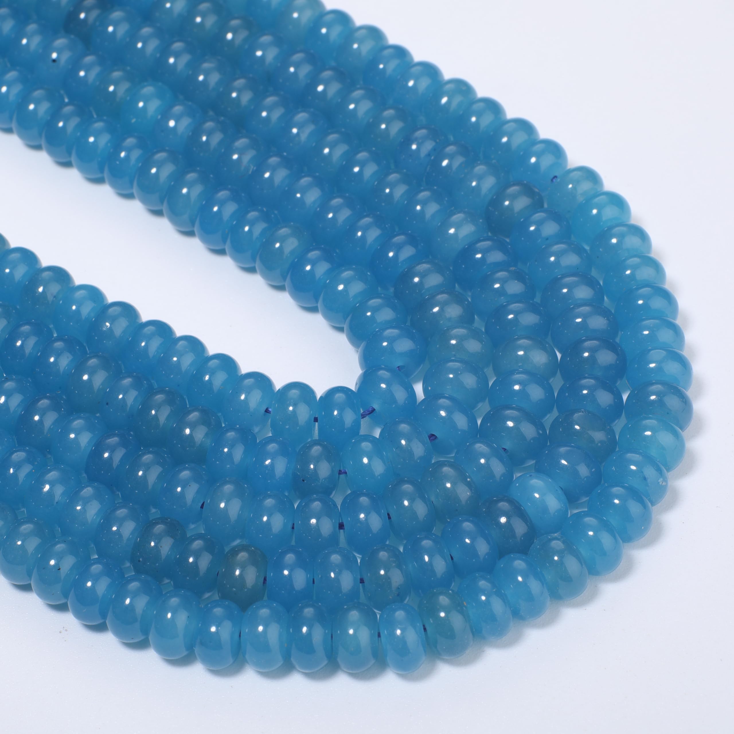 Rondelles de calcedonia azul oscuro de alta calidad para joyería fina
