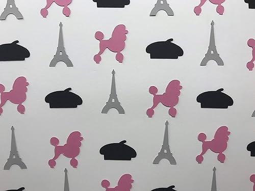 Paris Confetti - Paris Themed Party Decor - Poodle Confetti - Eiffel Tower Confetti - Paris Birthday Party Decor - Girl Birthday Party Decor - 150