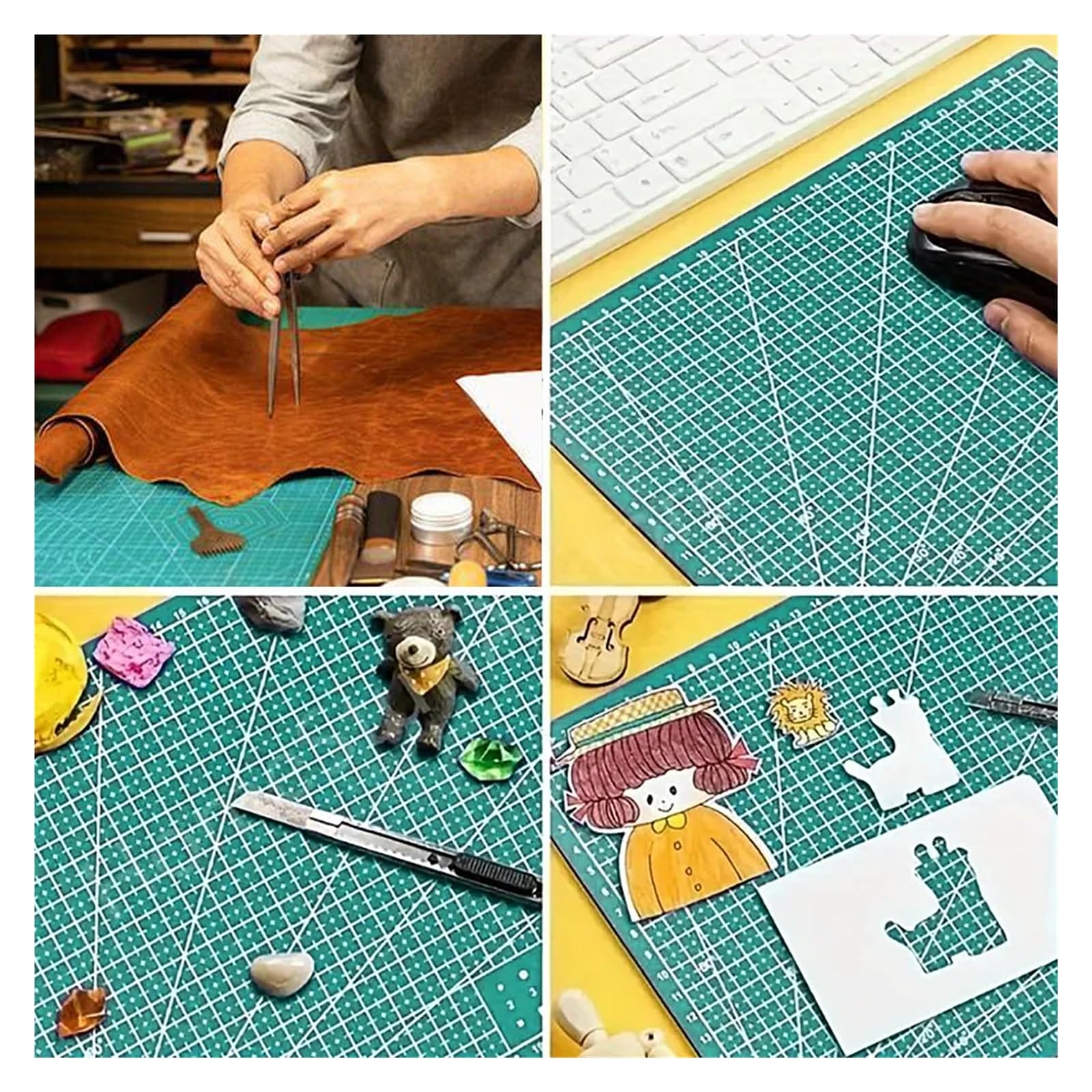 Schneidematte Selbstheilend 1 Stück 23,62 x 35,43 Zoll grüne PVC-Schneidematte-A1 Schneideplattenbrett for DIY-Nähen, Lederhandwerk und andere Papierarbeiten
