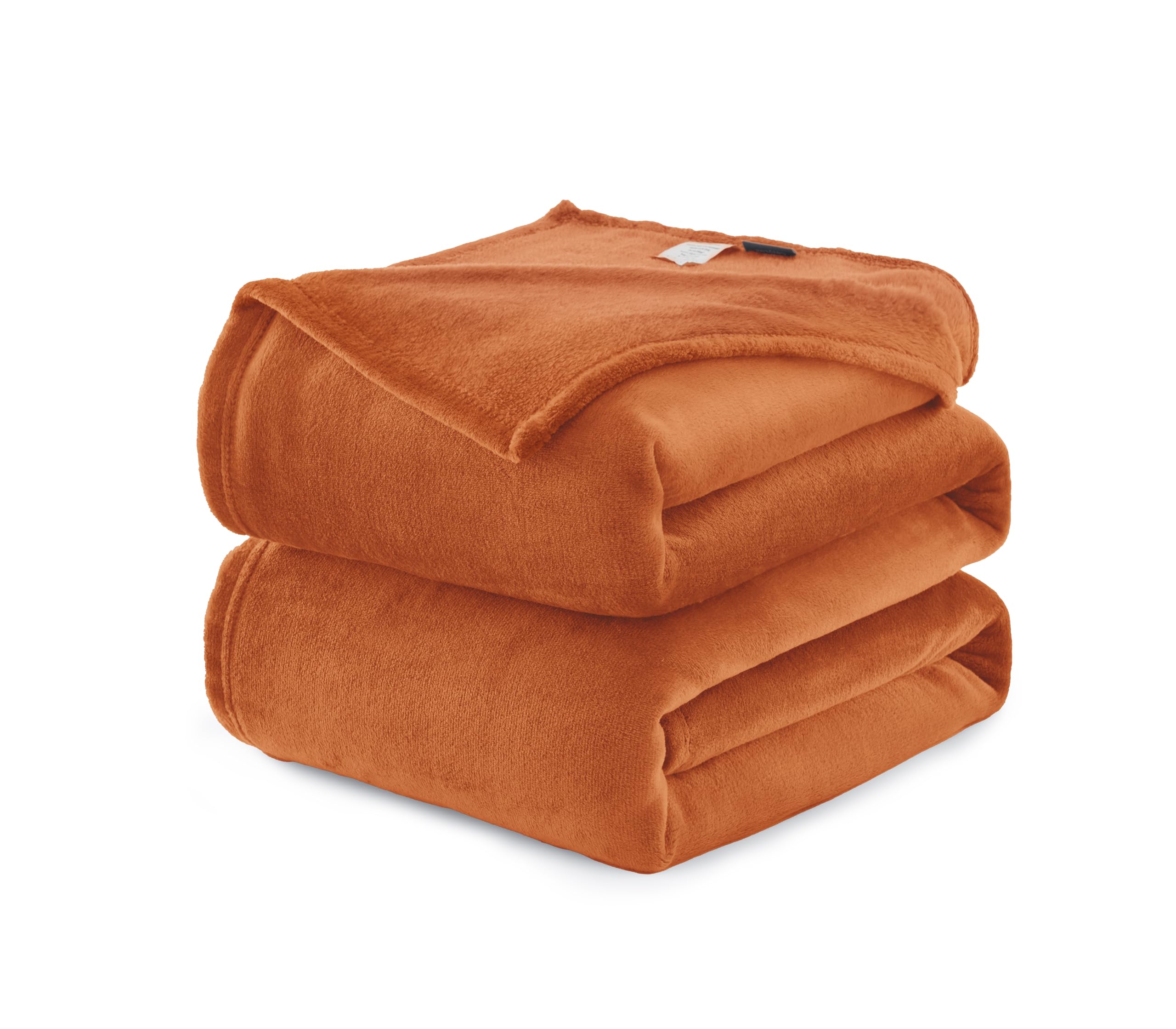 WAVVE Fleece Blanket Queen Size XL Orange 7ft x 8ft - Fluffy Soft Warm Versatile Large Throw Blanket for Bed/Sofa/Couch, 220x240 cm