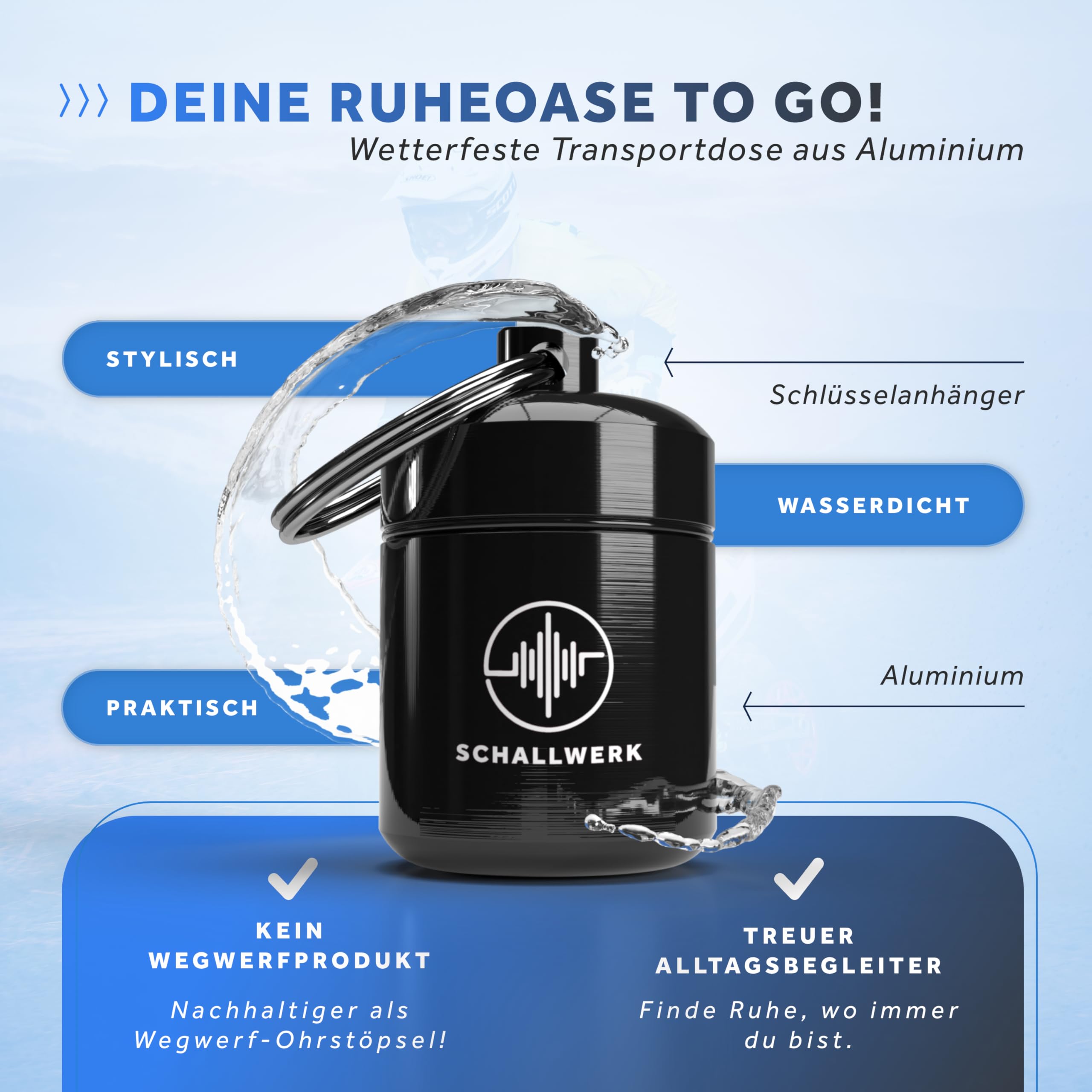 Schallwerk ® Strong+ | unauffällige Gehörschutz Ohrstöpsel – dämpfen Lärm & erhalten Tonqualität – Ohrenstöpsel transparent - Earplugs geeignet für Musik, Festival, Arbeit & Lernen