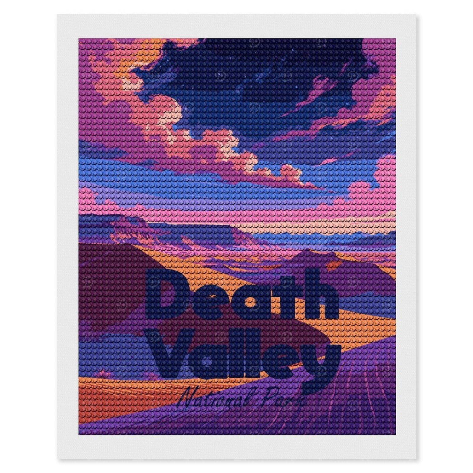 Junmoney Death Valley National Park Illustration Diamond Painting Canvas Set 16"x20", Satisfying Creative Project, Easy to Follow Symbols, Fun Craft Experience