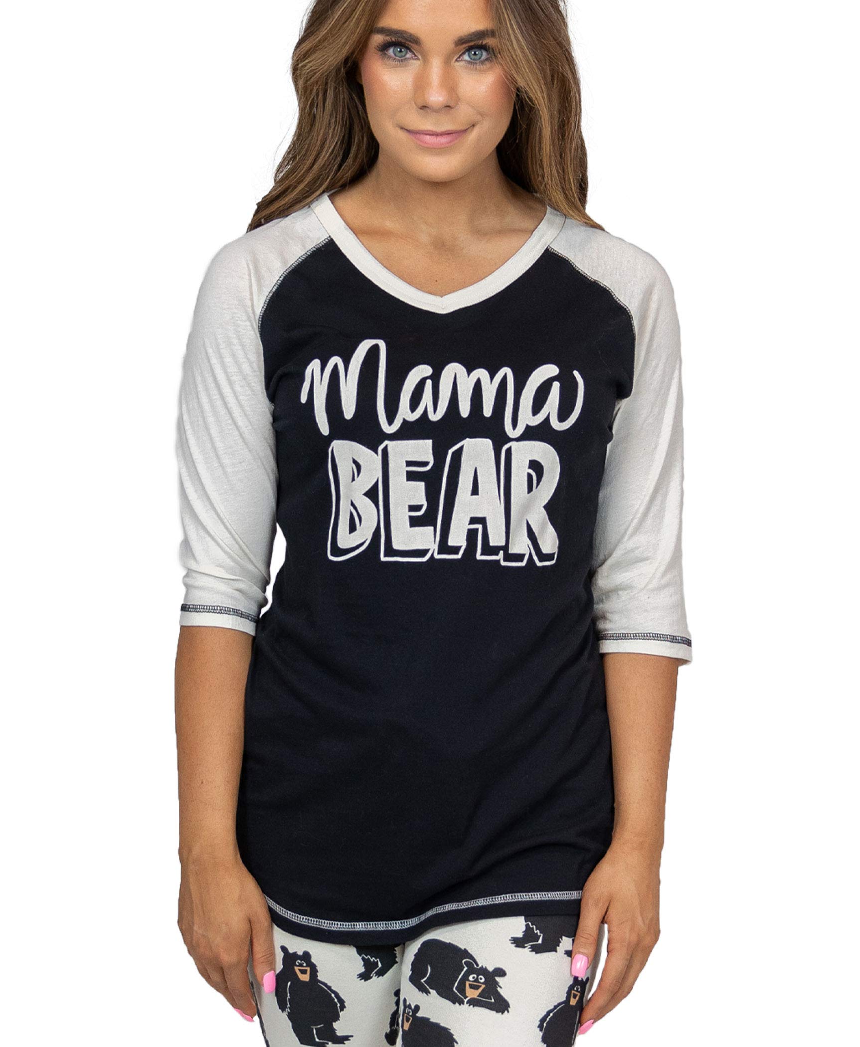 Women's Leggings and Tees, Pajama Separates, Cozy Loungewear for Women, Mama Bear Womens Pajama Shirt, Small