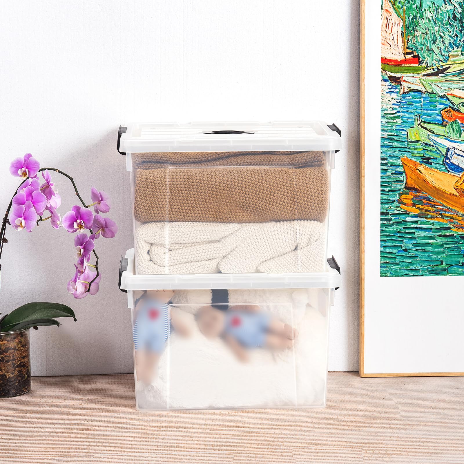 Caja de almacenamiento pequeña con tapa Caja de plástico transparente
