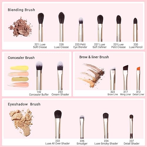 Miniatura 8 de Jessup Juego de brochas de maquillaje de ojos profesional 15 unids cepillo de sombra de ojos marrón corrector de cejas, cepillo de mezcla para