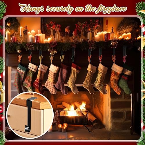 Miniatura 7 de Guojanfon Soportes para calcetines de Navidad, ganchos para repisa, ganchos para chimenea, gancho para medias de Navidad, colgador de chimenea,