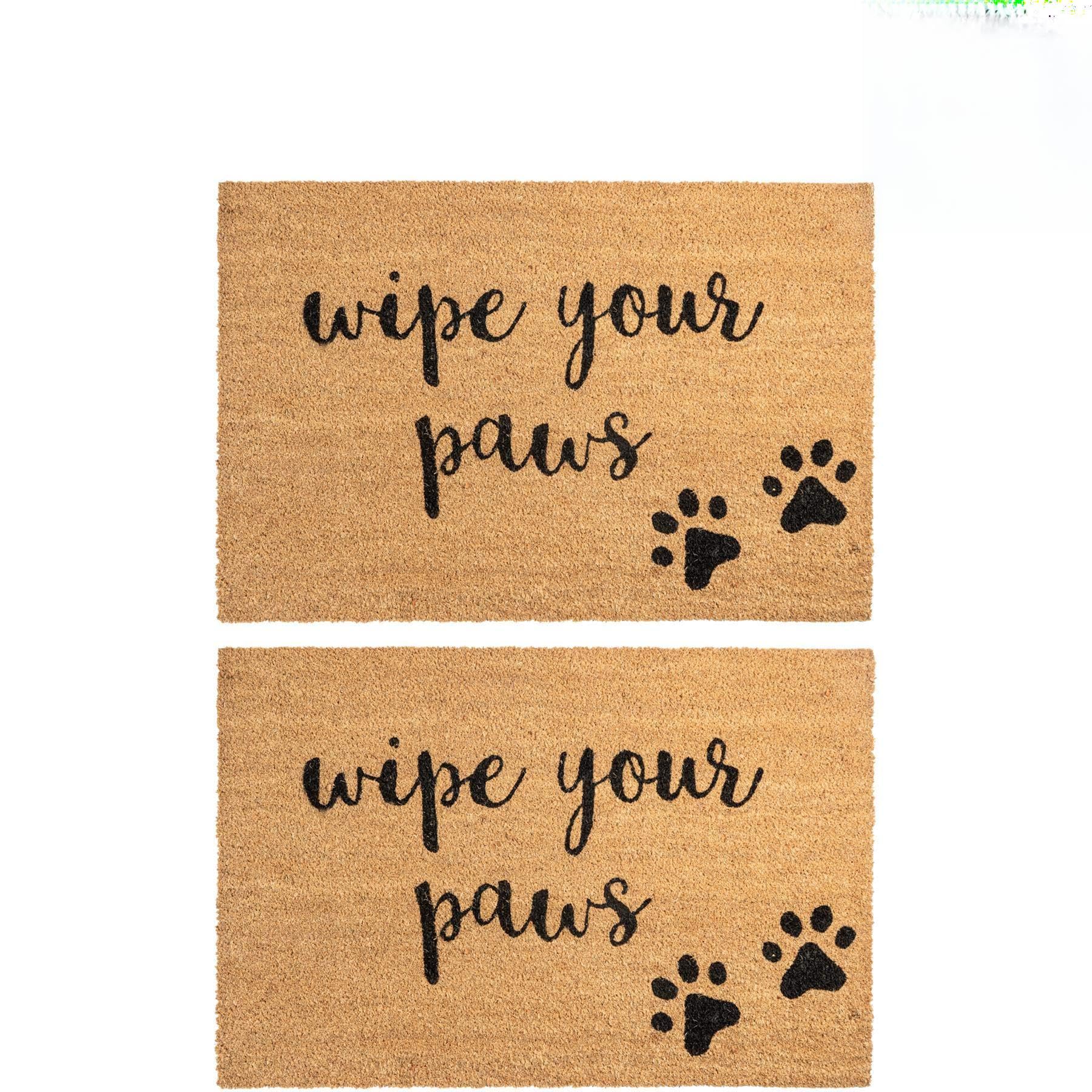 Nicola Spring Coir Door Mats - 90 x 60cm - Paws - Pack of 2 - Decorative Indoor Front Door Floor Mat Entry Dirt Trapper Rug Outdoor Boot Scraper Non Slip Backing Doormat — image 1