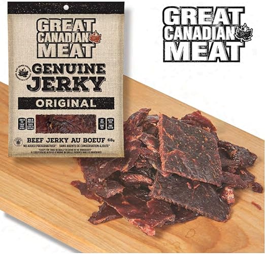 Box of Original Beef Jerky 10 Bags x 68 Grams Each Bundle by Great Canadian Meat for Carnivores