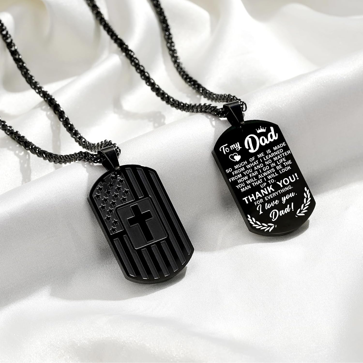 Zocomi To My Son Dad Brother Husband Grandson Grandpa Boyfriend Man Dog Tag Cross Necklace Christian American Flag Birthday Graduation Gifts Jewelry for Men Boys - Image 4