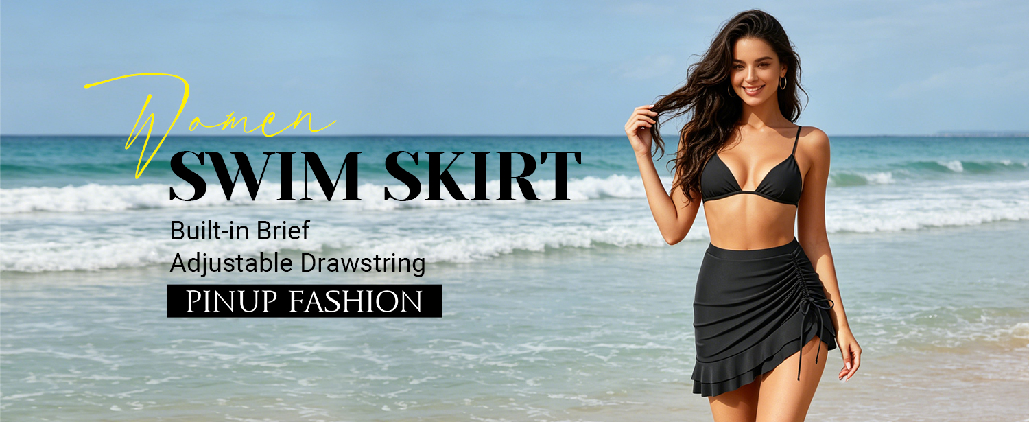 Amazon.com: Pinup Fashion Swim Skirt High Waisted Women Black