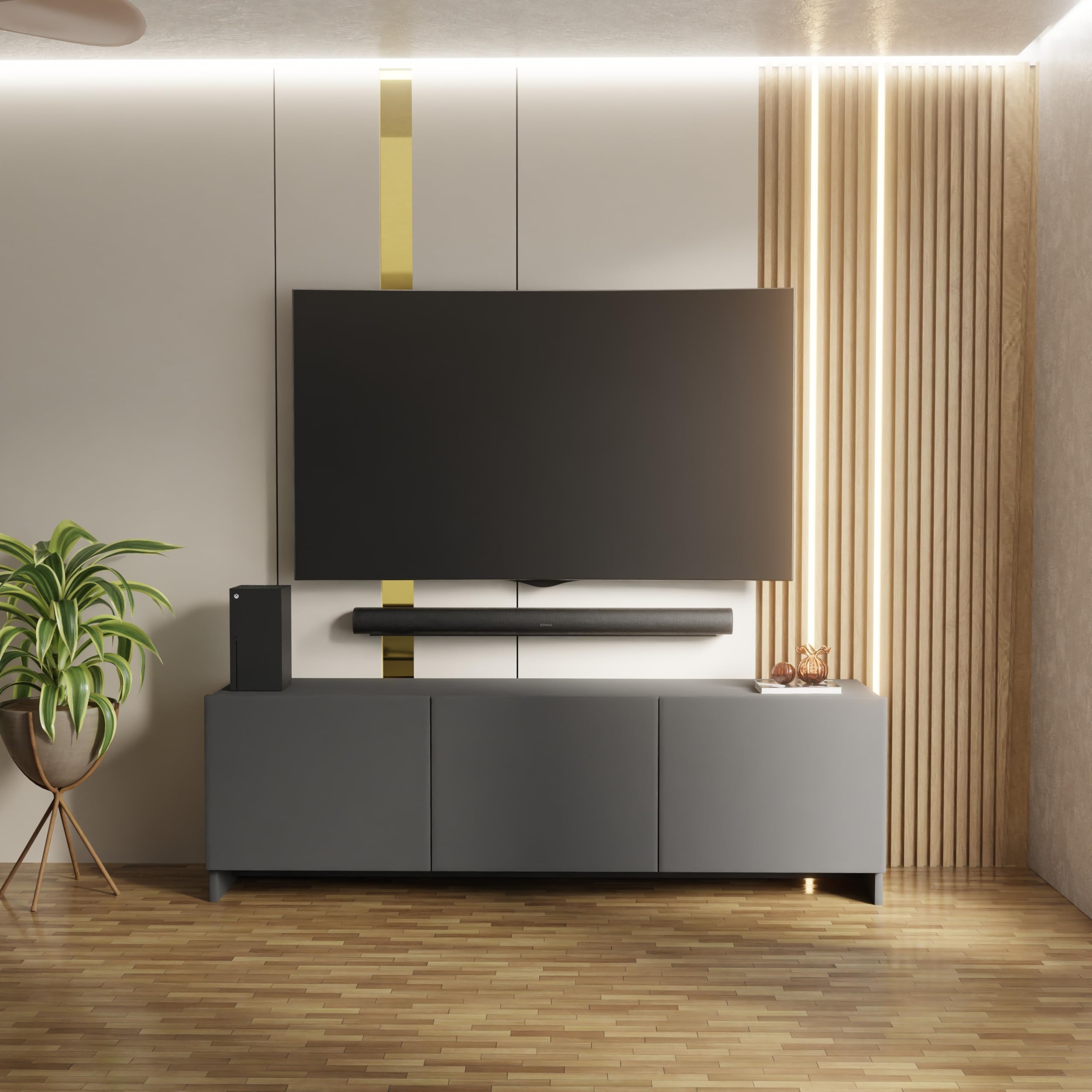 Modern Design TV Entertainment Unit with Sleek Floating Cabinet Storage for Stylish Living Room Setup | Assembly-DIY | Color-Grey-image-15