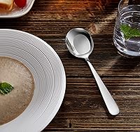 Vista 3 de KEAWELL Cucharas de sopa Louise premium de 7 pulgadas, acero inoxidable 18/10, aptas para lavavajillas (8)