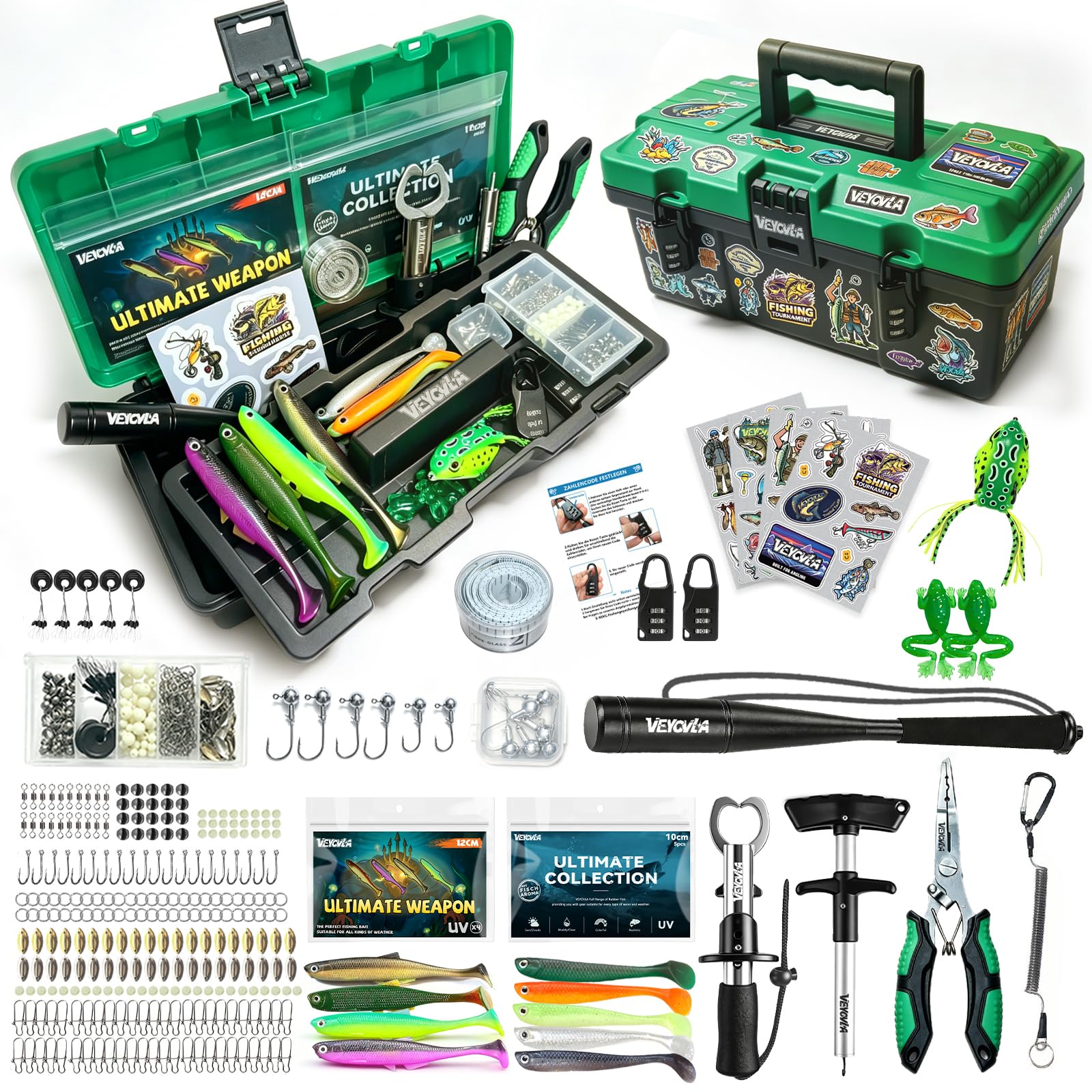 Fishing - Maletín de pesca con accesorios de pesca, incluye herramienta de pesca premium, para lucioperca, perca, trucha, cebo para principiantes profesionales y adultos, ideal para regalar