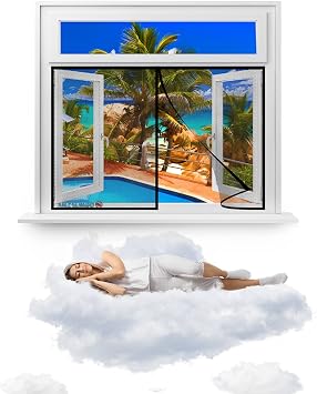 Bug Net Mesh Window Insect Snap Screen Fly Curtain Mosquito, 70 x 130 cm Wind, Pet Friendly, Suitable for air-Conditioned Rooms, Kitchens, and Living Rooms(Black)