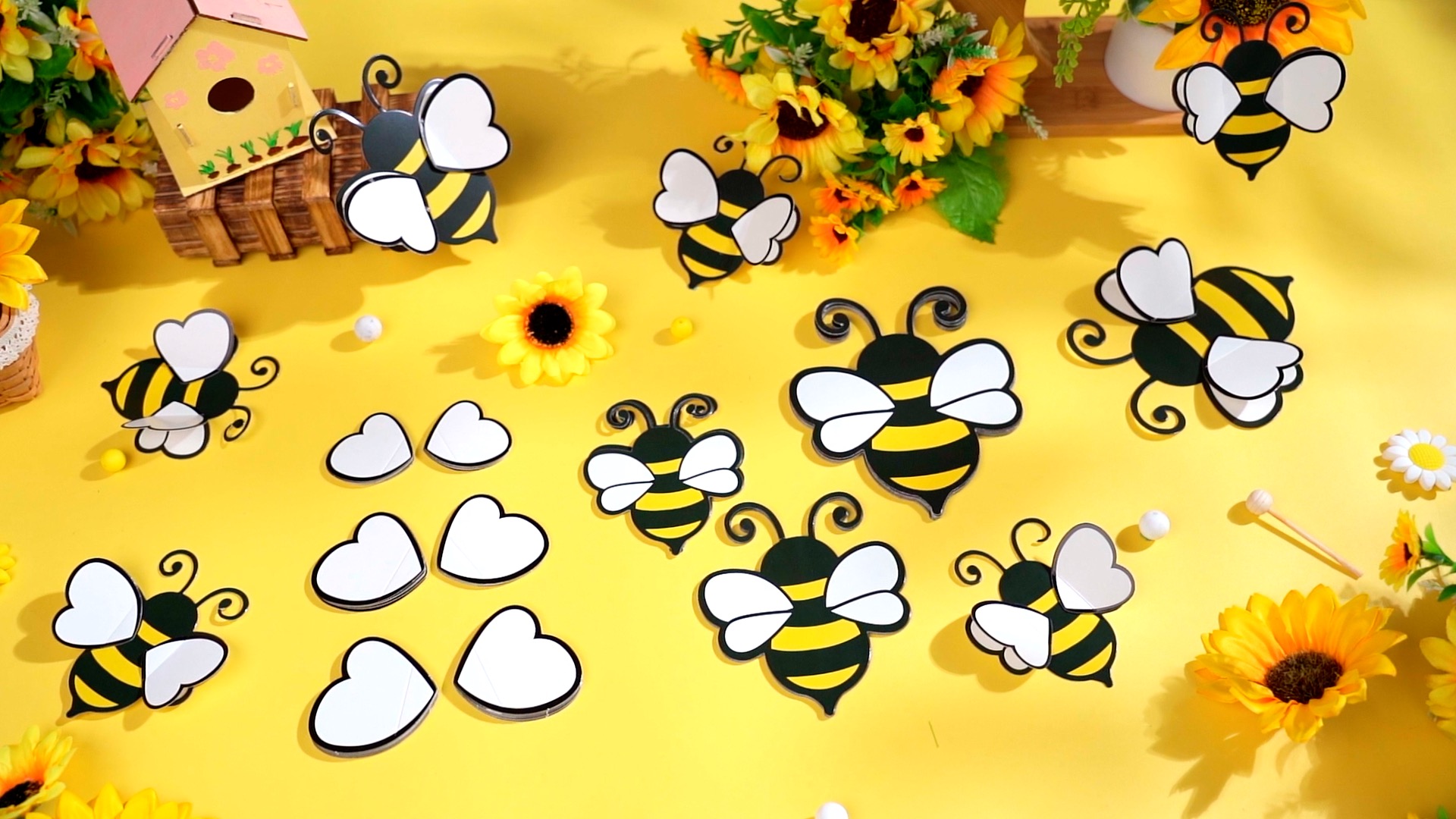 Amazon.com: 48 Pieces 3D Bee Yellow Stickers Decor Removable Mural 