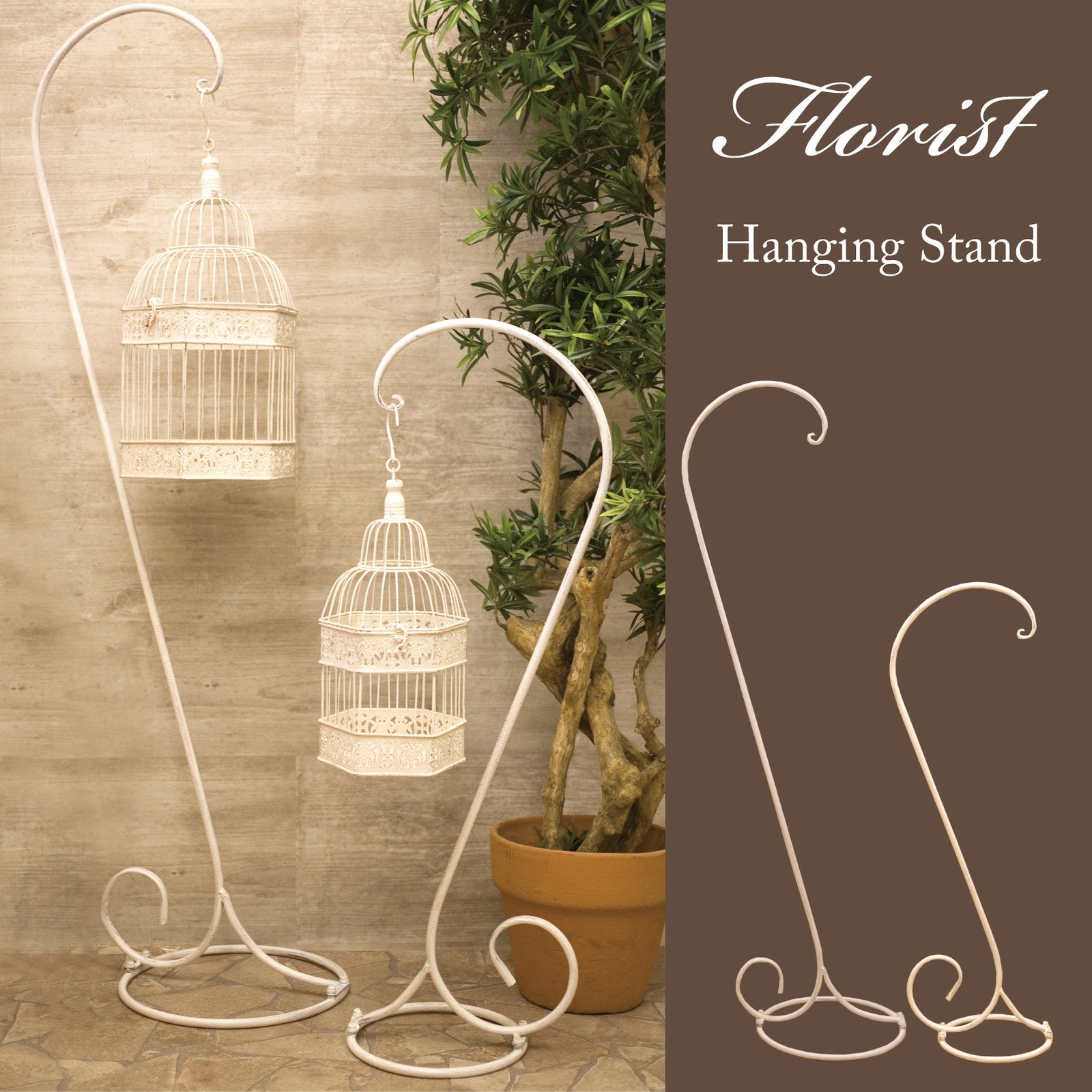 Amazon.co.jp: ハンギングスタンド L ホワイト 鳥かご アンティーク