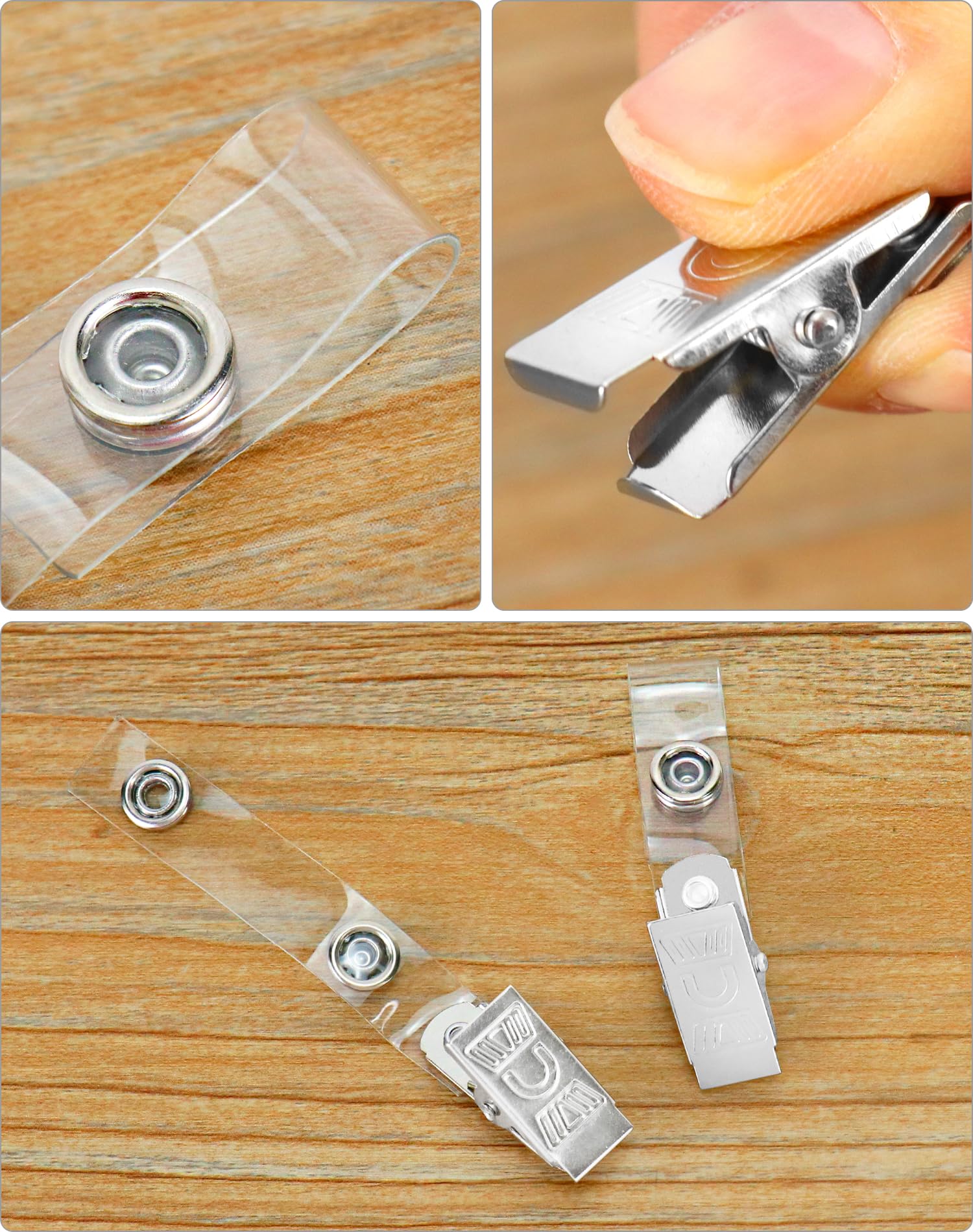 QWORK® 50-Pack Clear ID Card Holder Badge Holder with Metal Clip for Schools Events Businesses Suitable for Card Size 88 x 55 mm - Image 4