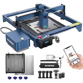 Atomstack X20 Pro Laser Engraving Machine with Air Assist F2 Honeycomb Table R3 Pro Laser Rotary Roller 130 W Quad Laser Engraving Laser Cutter Eye Protection Fixed Focus Laser Engraver for DIY Wood Metal