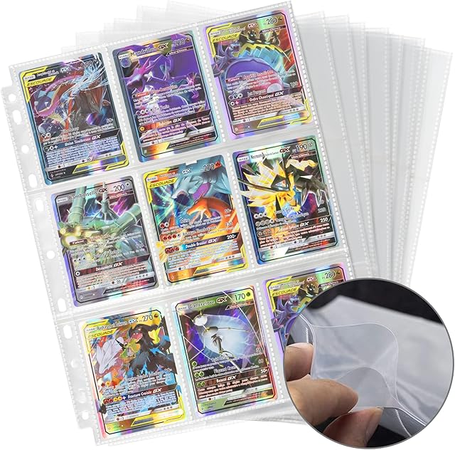 Moocuca 900 Pockets Trading Card Sleeves, 50 Sheets Transparent Game Card Sleeves, Trading Card Binder with Pockets on Both Sides