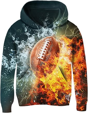 Idgreatim Kids 3D Graphic Pullover Hoodies Warm Thick Hooded Sweatshirt for Boys Girls 6-16 Years