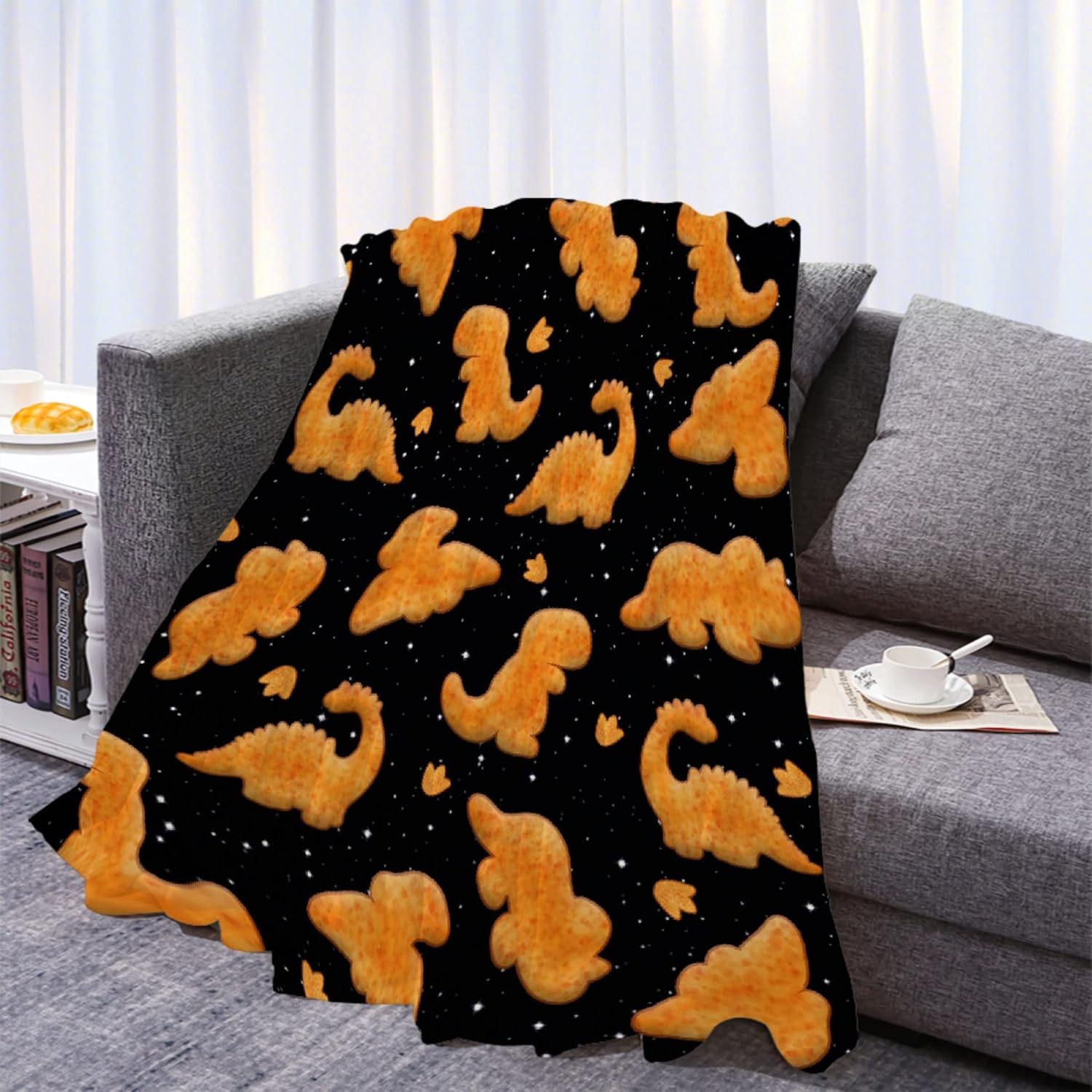 Dino Chicken Nuggets Throw Blanket - Ultra Soft Plush Flannel Blanket,Warm Cozy Bed Quilt Home Decor for Couch Sofa Bed All Season,60"x50" for Teens