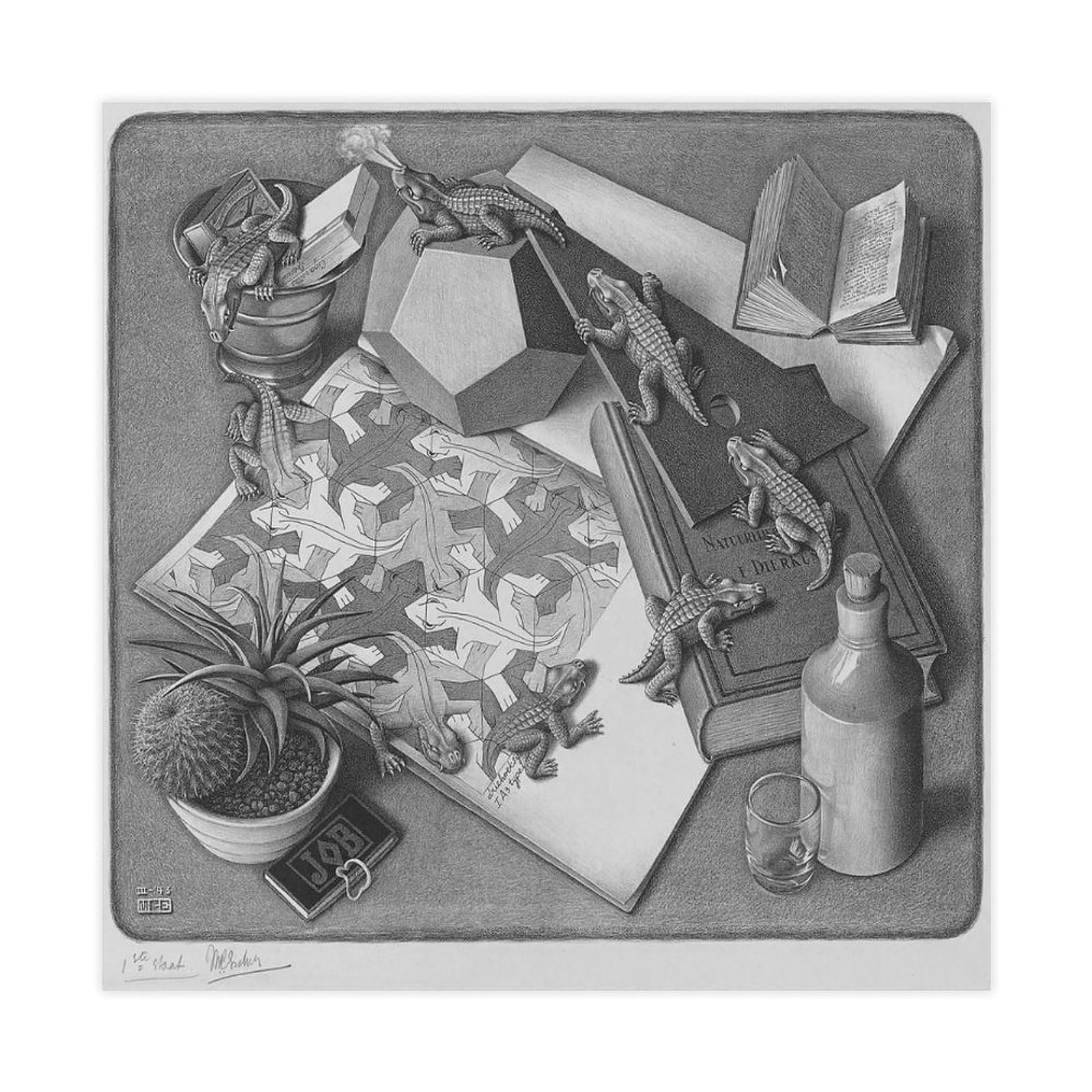 WCYB Reptiles by Maurits Cornelis Escher Posters Prints Canvas Deco Paintings Wall Art Unframe 16" L X 16" W