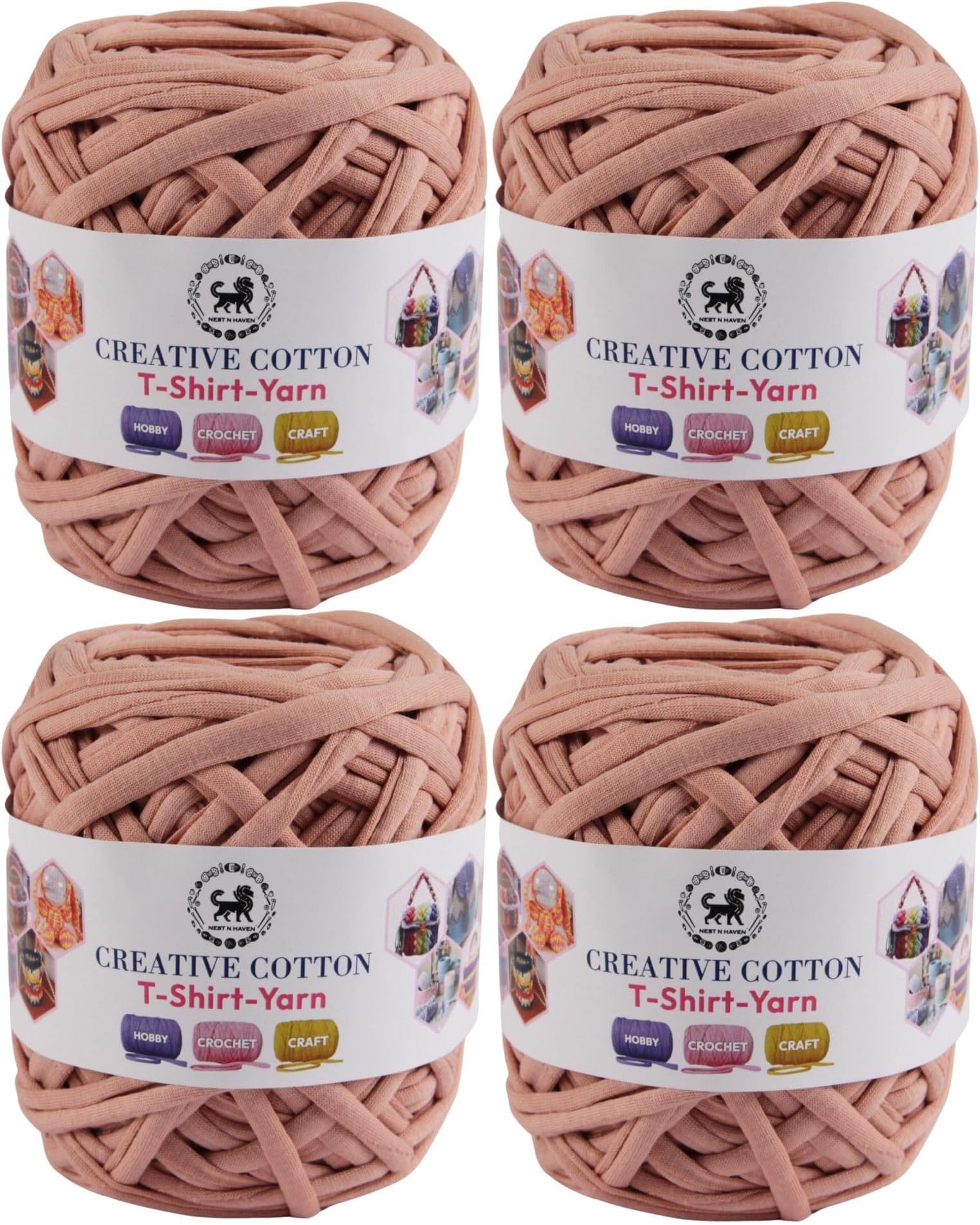 NESTNHAVEN Creative Cotton T-Shirt Yarn Carpet, Knitting Yarn for Hand Knitting DIY Bags, Baskets, Blanket, Cushion Crocheting Projects 200 GMS (Pinkish Brown) | (400 Gm)