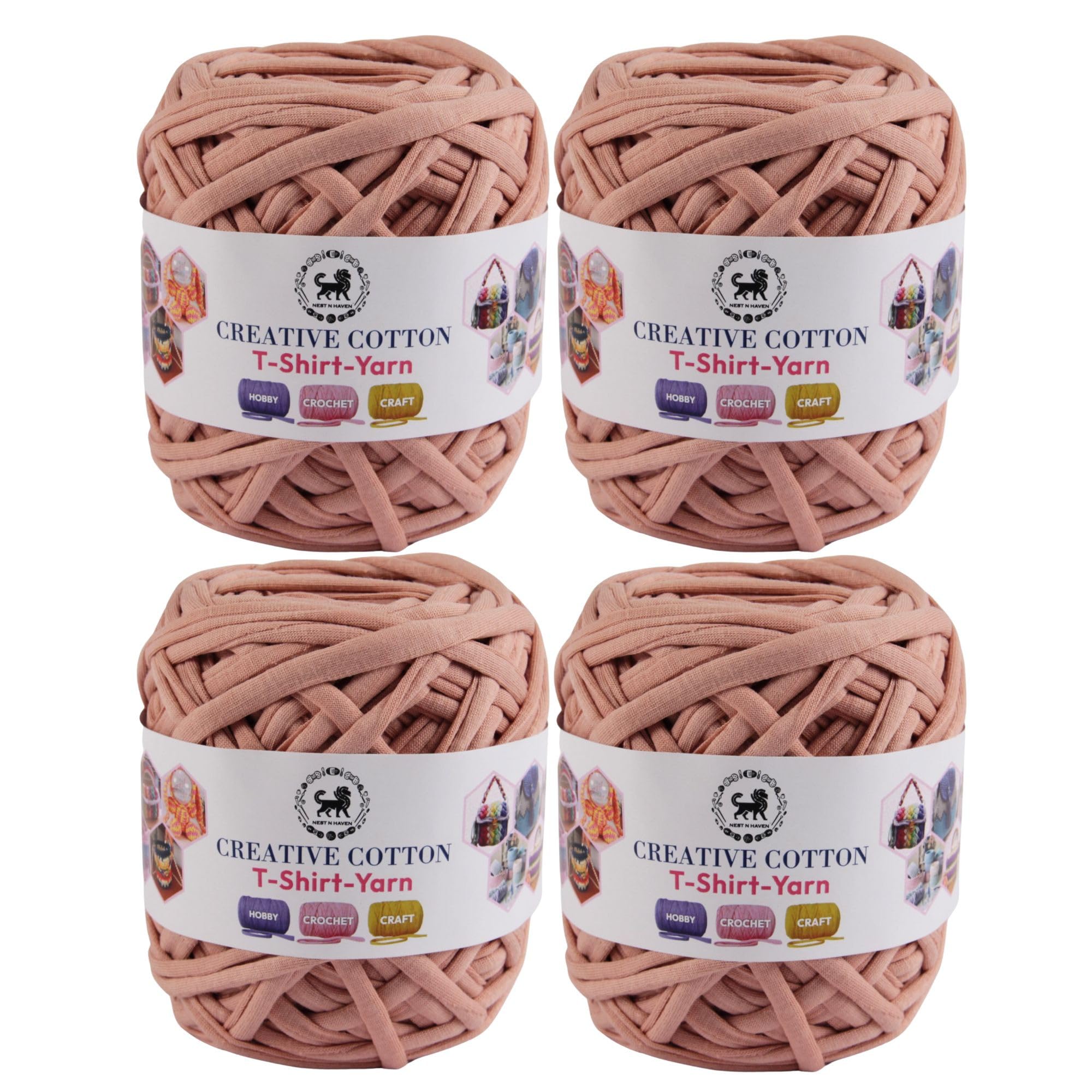 NESTNHAVEN Creative Cotton T-Shirt Yarn Carpet, Knitting Yarn for Hand Knitting DIY Bags, Baskets, Blanket, Cushion Crocheting Projects 200 GMS (Pinkish Brown) | (400 Gm)